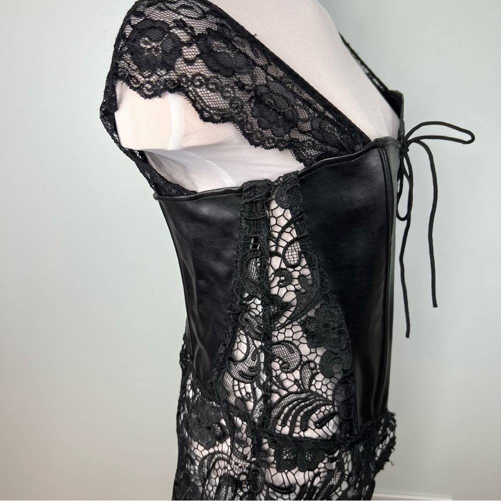 Dreamgirl Beyoncé Black Lace & Faux Leather Corset Bustier - Women’s Size 36 - Picture 8 of 13